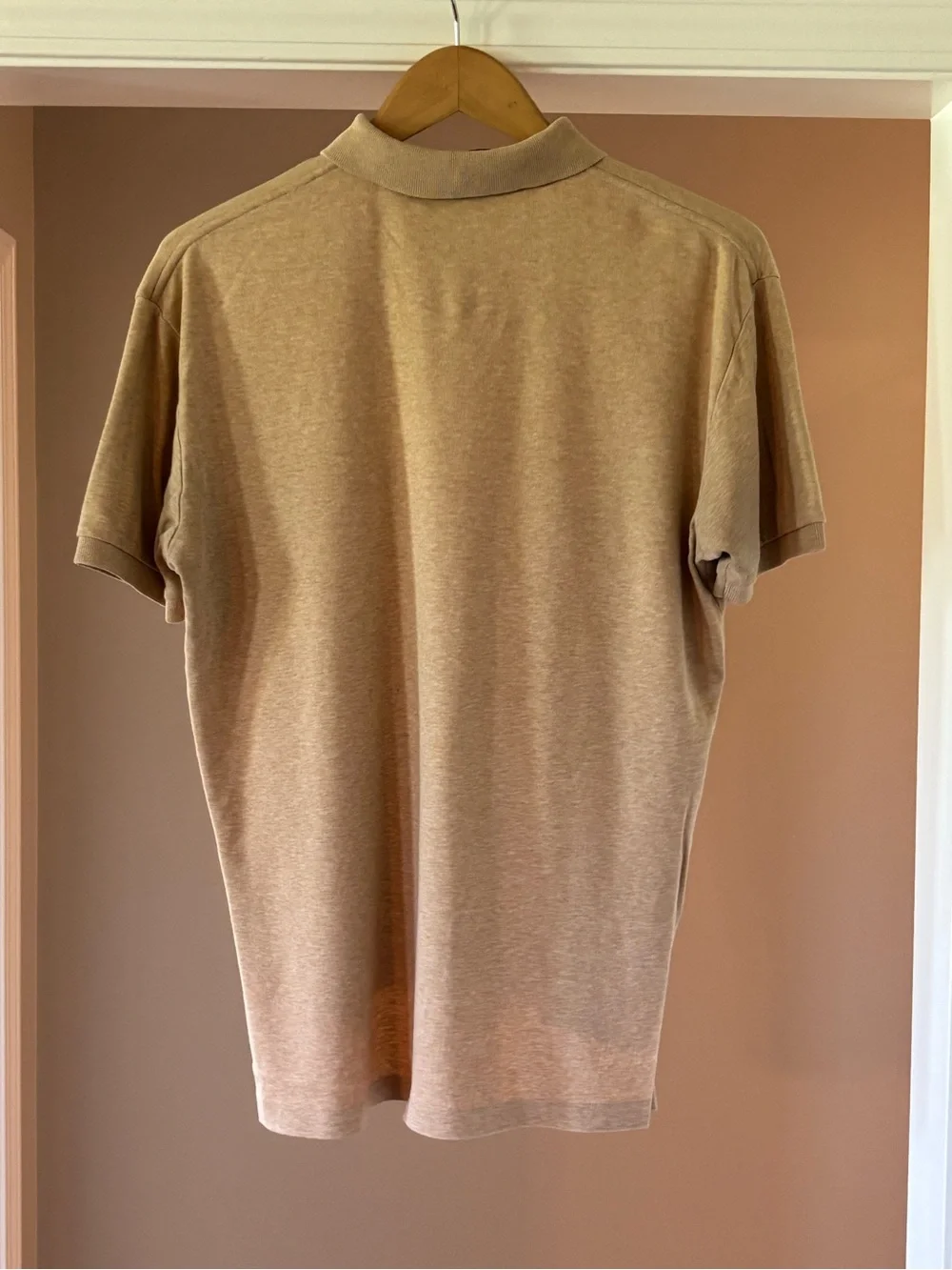 Ralph Lauren Beige Polo with Green Pony Embroidery
